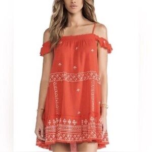 Free People Red Ruffled Tiered dress